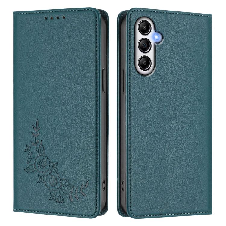 For Galaxy A54 5G Peony Embossed Magnetic RFID Vegan Leather Phone Case