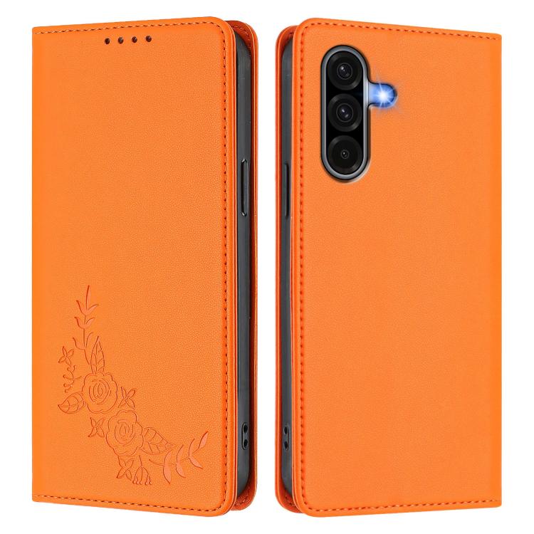 For Galaxy A56 5G / A36 5G Peony Embossed Magnetic RFID Vegan Leather Phone Case