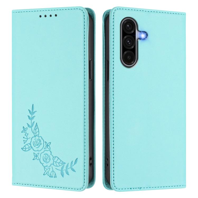 For Galaxy A56 5G / A36 5G Peony Embossed Magnetic RFID Vegan Leather Phone Case