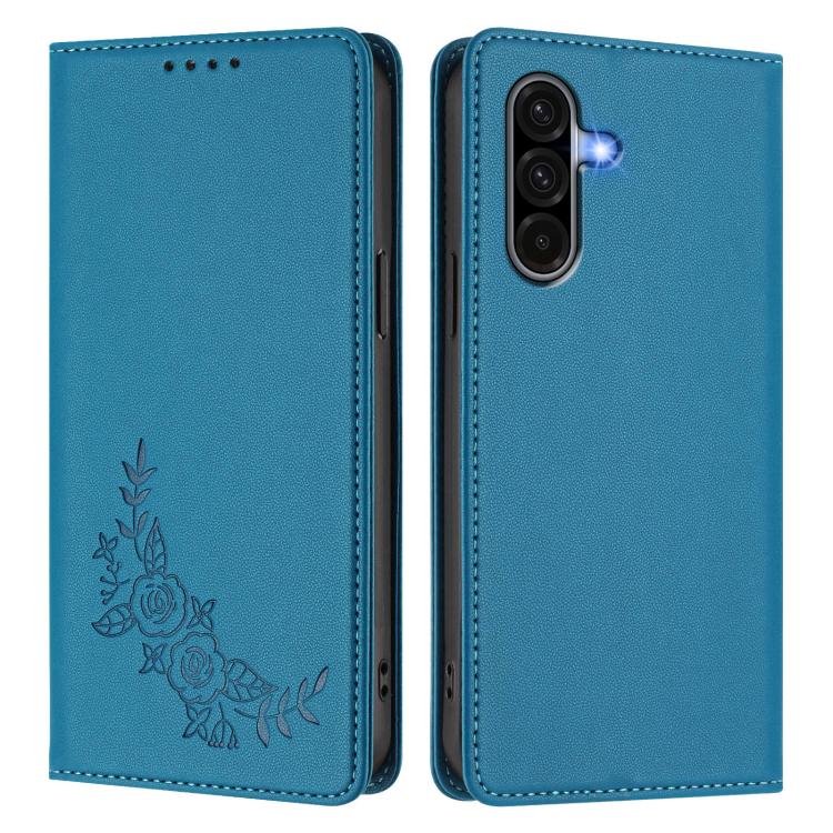 For Galaxy A56 5G / A36 5G Peony Embossed Magnetic RFID Vegan Leather Phone Case