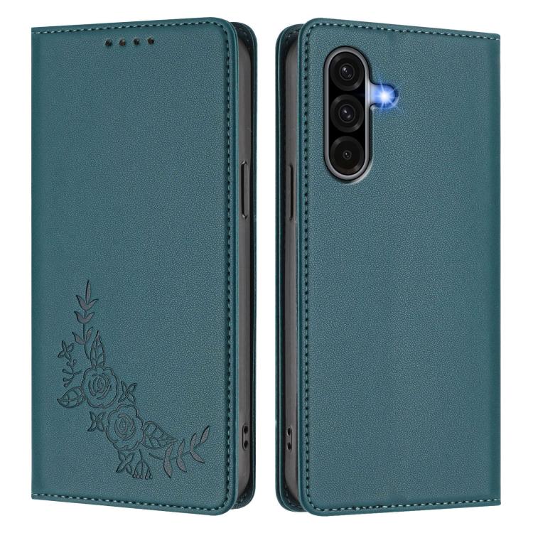 For Galaxy A56 5G / A36 5G Peony Embossed Magnetic RFID Vegan Leather Phone Case