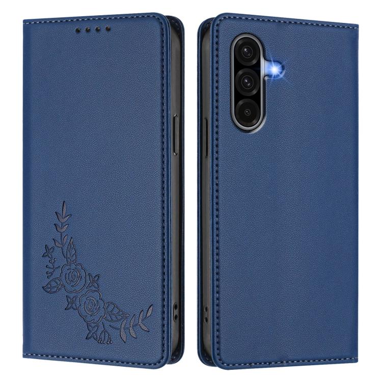 For Galaxy A56 5G / A36 5G Peony Embossed Magnetic RFID Vegan Leather Phone Case