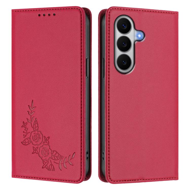 For Galaxy A27 5G Peony Embossed Magnetic RFID Vegan Leather Phone Case