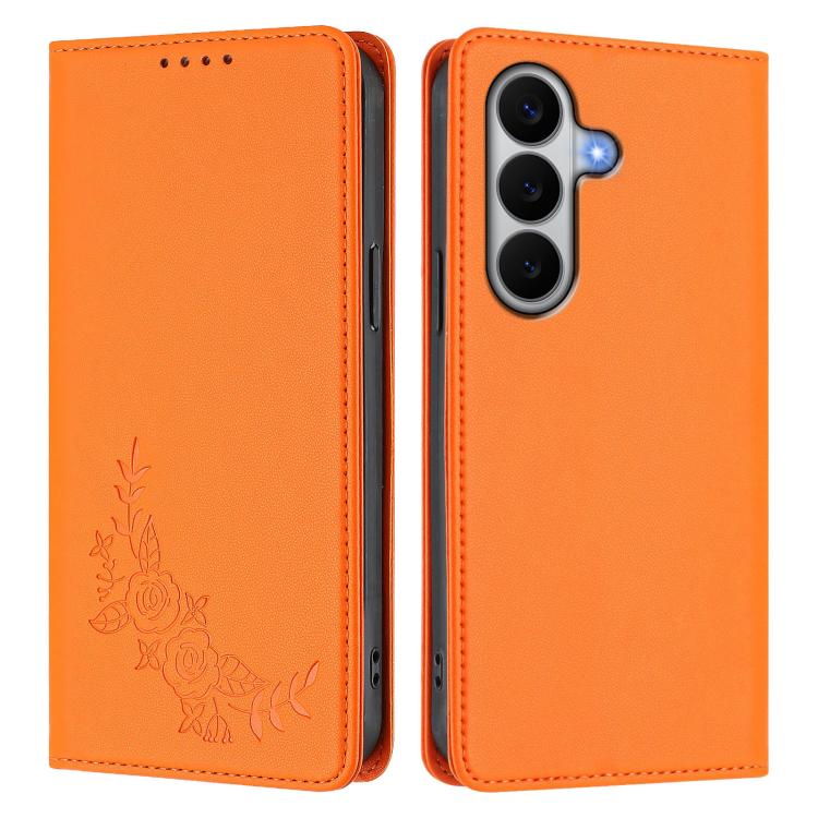 For Galaxy A27 5G Peony Embossed Magnetic RFID Vegan Leather Phone Case