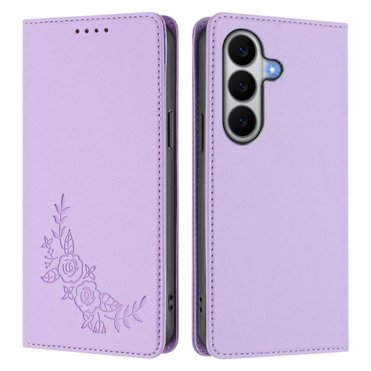 For Galaxy A27 5G Peony Embossed Magnetic RFID Vegan Leather Phone Case