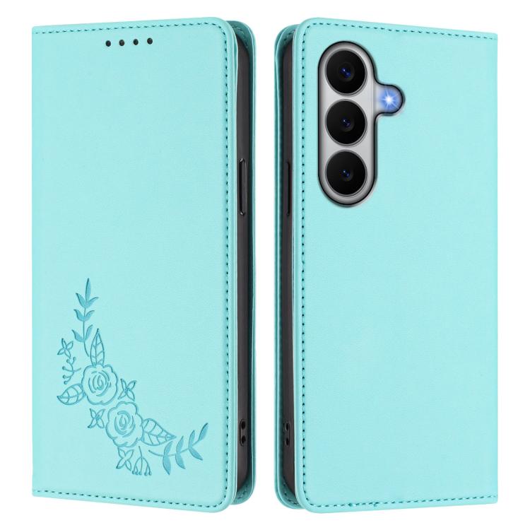 For Galaxy A27 5G Peony Embossed Magnetic RFID Vegan Leather Phone Case