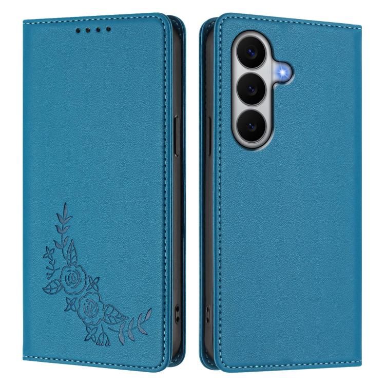 For Galaxy A27 5G Peony Embossed Magnetic RFID Vegan Leather Phone Case