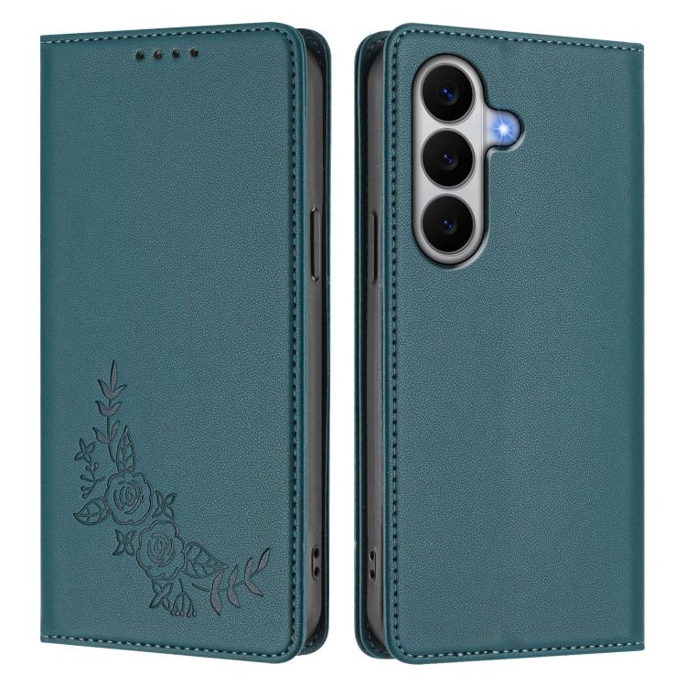 For Galaxy A27 5G Peony Embossed Magnetic RFID Vegan Leather Phone Case