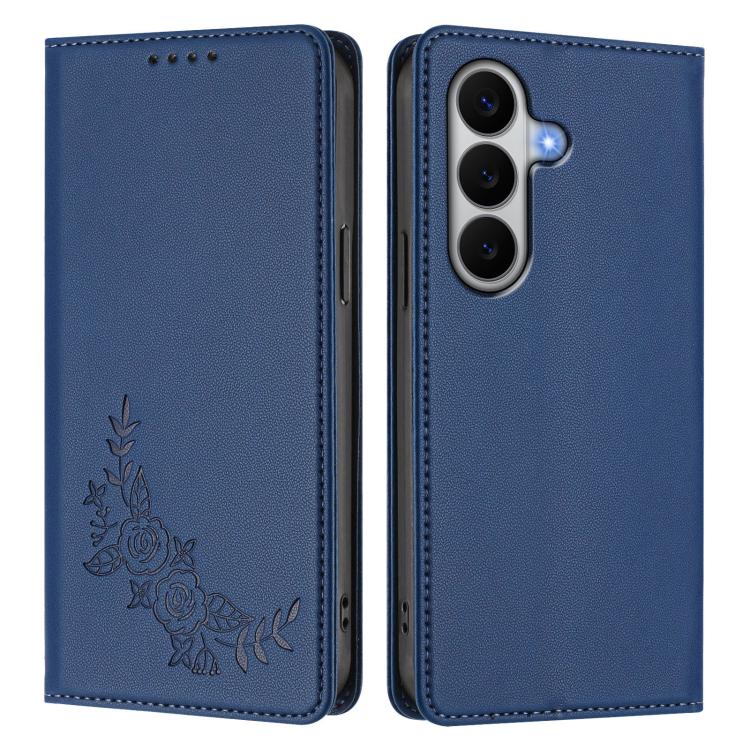 For Galaxy A27 5G Peony Embossed Magnetic RFID Vegan Leather Phone Case