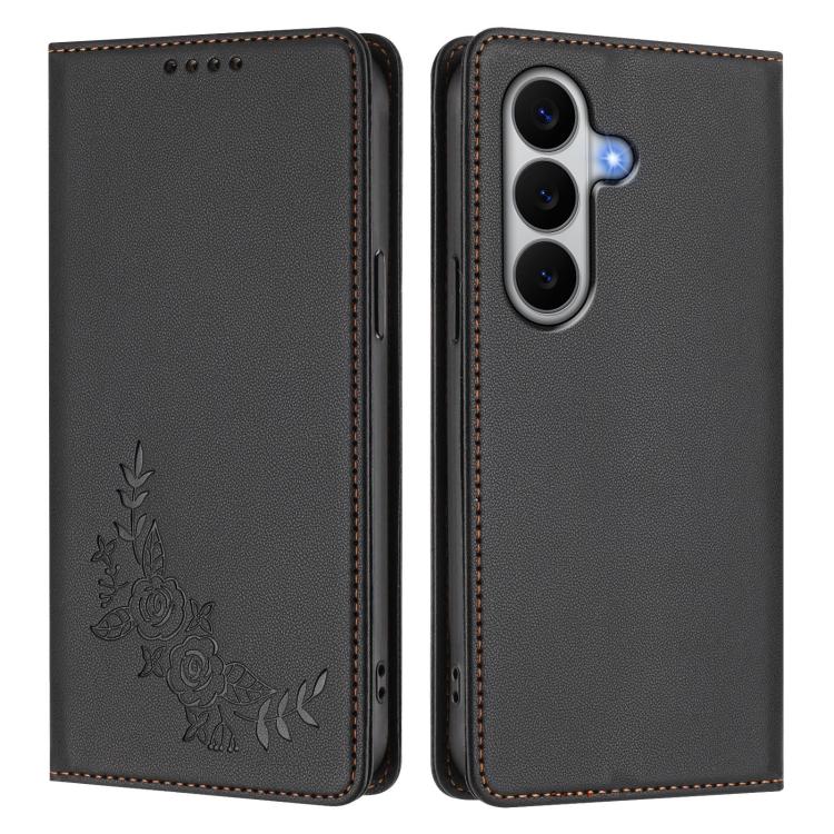 For Galaxy A27 5G Peony Embossed Magnetic RFID Vegan Leather Phone Case