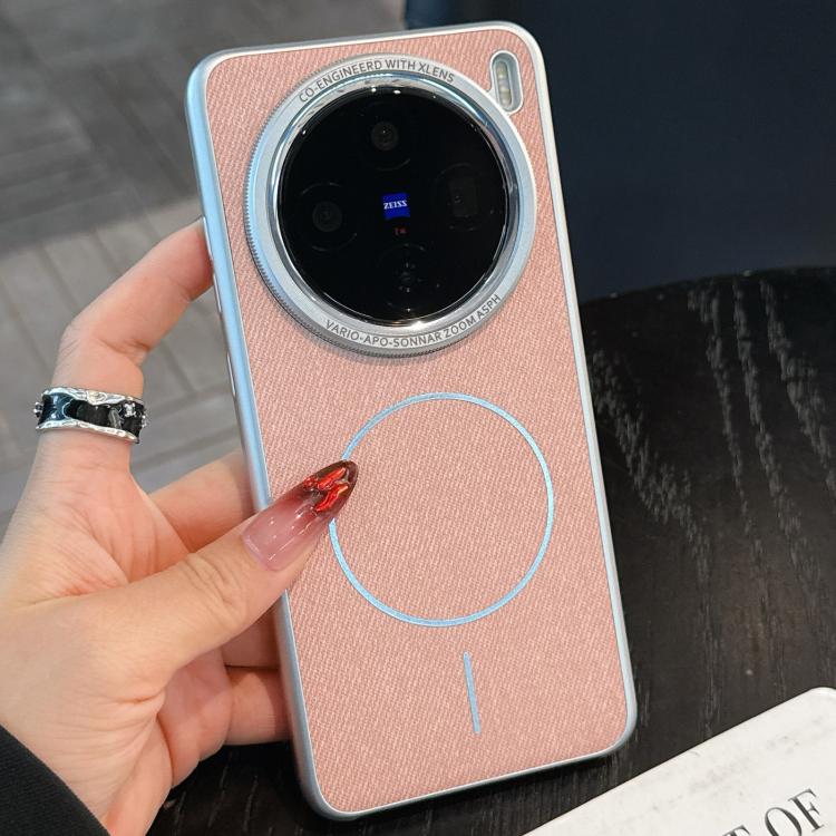 For vivo X200s Retro Linen Fabric Magnetic Three Guarantees Phone Case