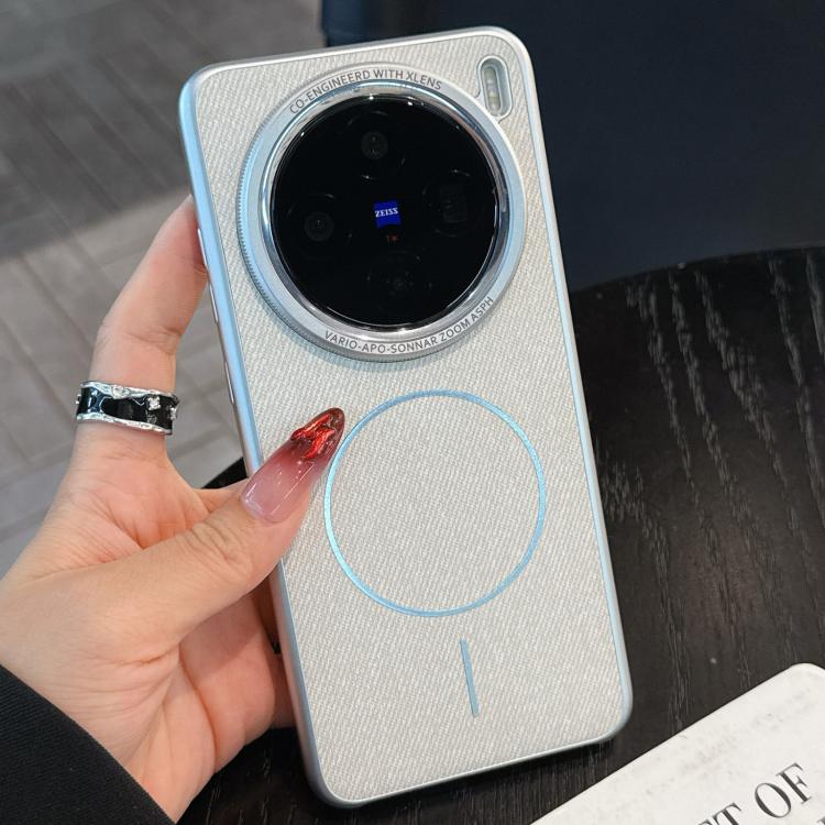 For vivo X100s Retro Linen Fabric Magnetic Three Guarantees Phone Case