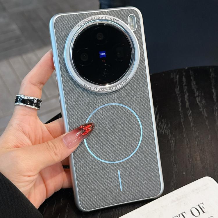 For vivo X100s Retro Linen Fabric Magnetic Three Guarantees Phone Case