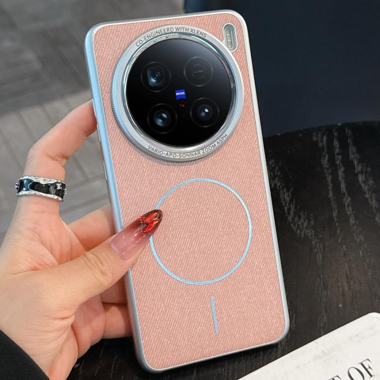 For vivo X100 Ultra Retro Linen Fabric Magnetic Three Guarantees Phone Case