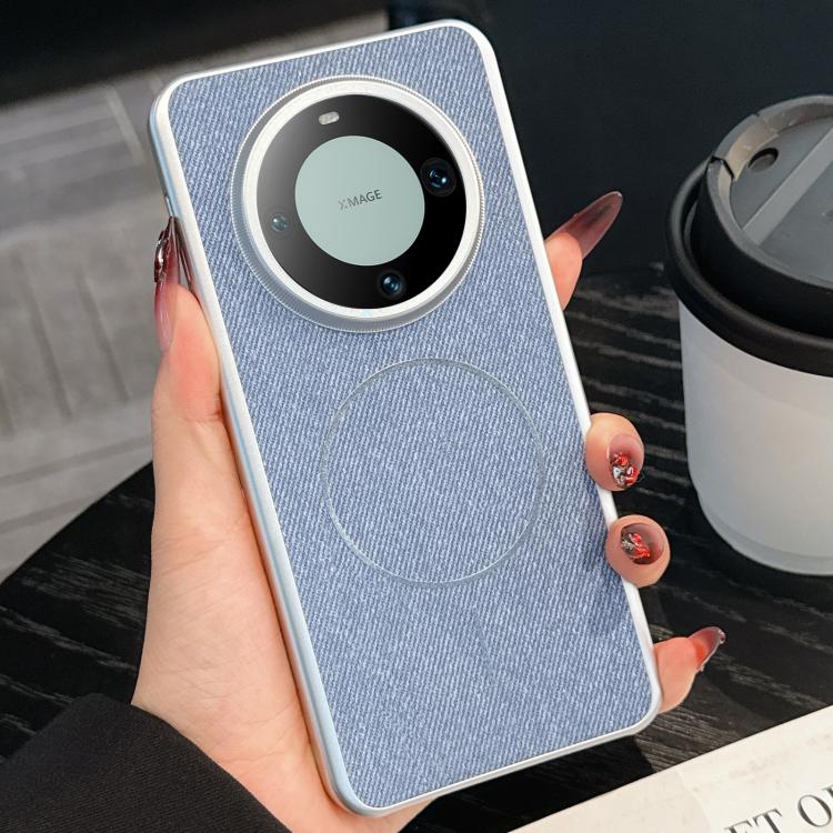 For Huawei Mate 60 Retro Linen Fabric Magnetic Three Guarantees Phone Case