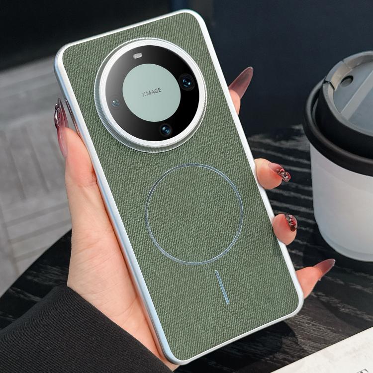 For Huawei Mate 60 Retro Linen Fabric Magnetic Three Guarantees Phone Case