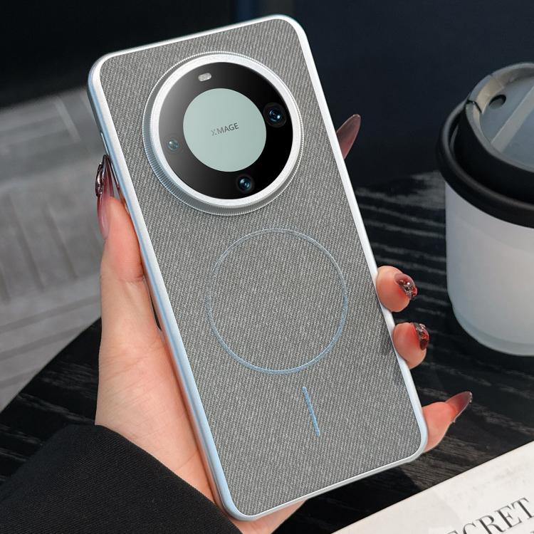 For Huawei Mate 60 Pro Retro Linen Fabric Magnetic Three Guarantees Phone Case