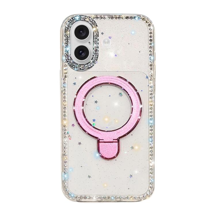 For iPhone 17 Double-Sided IMD Rhinestone Magnetic Holder Shockproof Phone Case