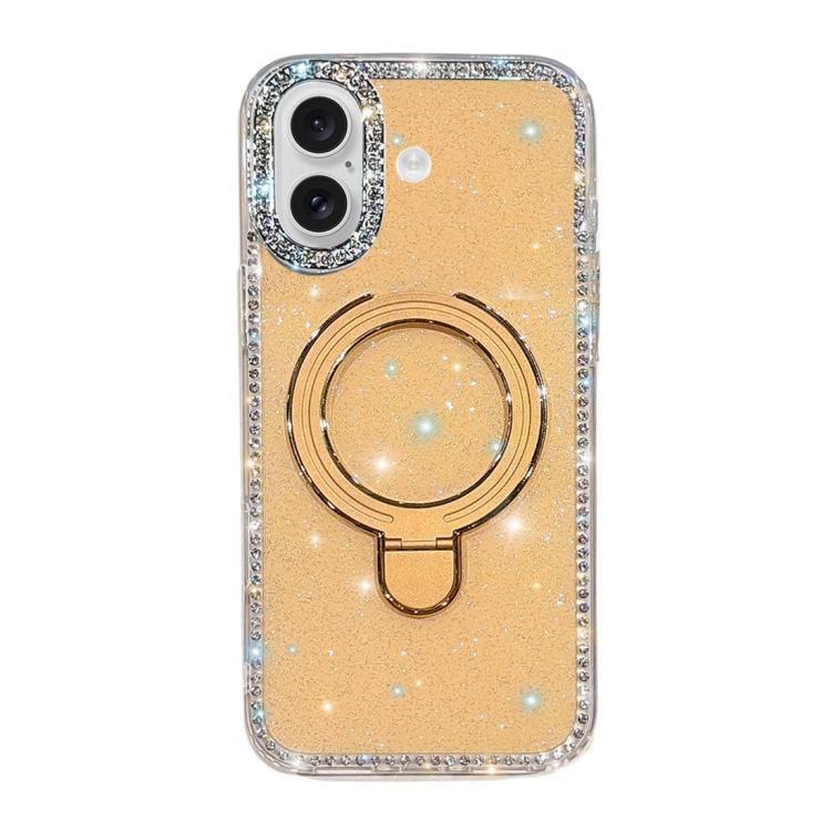 For iPhone 17 Double-Sided IMD Rhinestone Magnetic Holder Shockproof Phone Case
