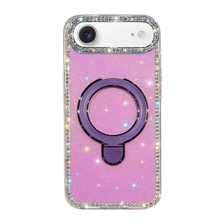 For iPhone Air Double-Sided IMD Rhinestone Magnetic Holder Shockproof Phone Case