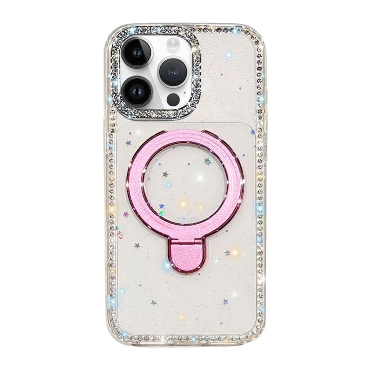 For iPhone 13 Pro Double-Sided IMD Rhinestone Magnetic Holder Shockproof Phone Case