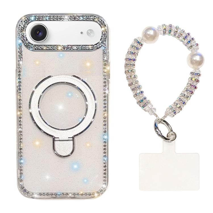 For iPhone Air Double-Sided IMD Rhinestone Magnetic Holder Shockproof Phone Case With Bracelet