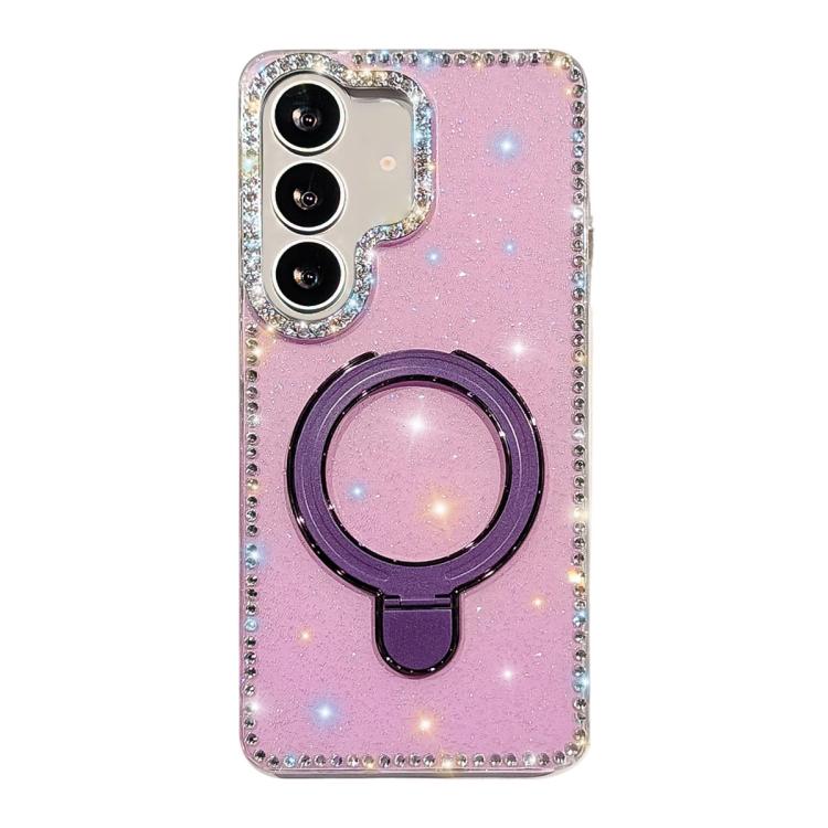 For Samsung Galaxy A15 5G Double-Sided IMD Rhinestone Magnetic Holder Shockproof Phone Case
