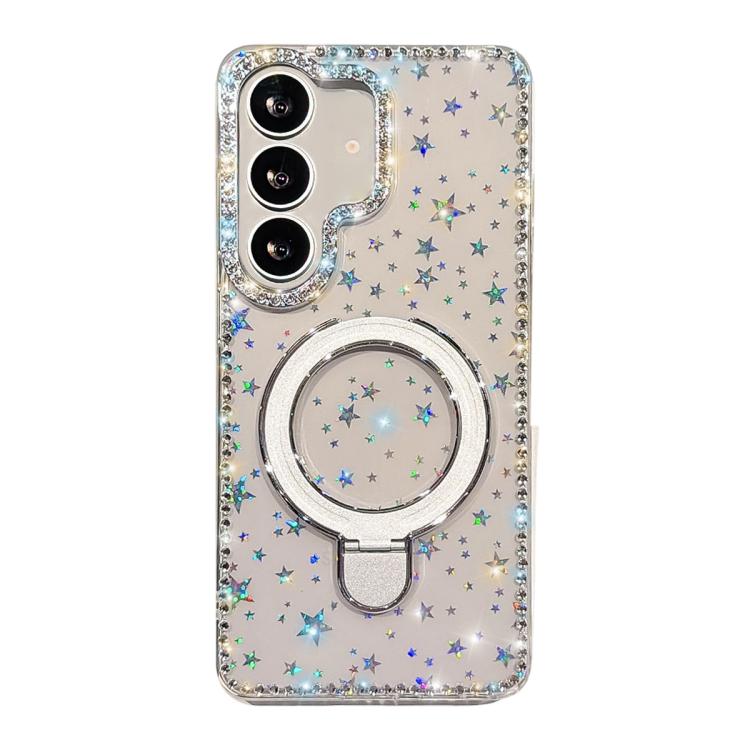 For Samsung Galaxy A35 5G Double-Sided IMD Rhinestone Magnetic Holder Shockproof Phone Case