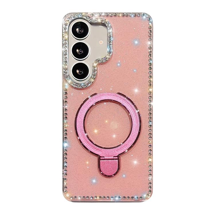 For Samsung Galaxy A55 5G Double-Sided IMD Rhinestone Magnetic Holder Shockproof Phone Case