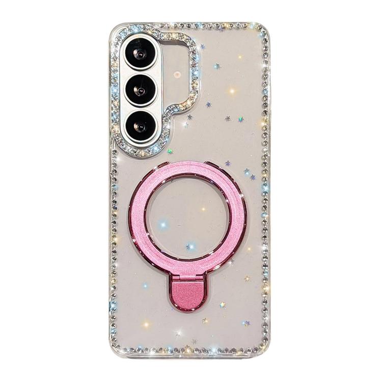 For Samsung Galaxy A56 5G Double-Sided IMD Rhinestone Magnetic Holder Shockproof Phone Case