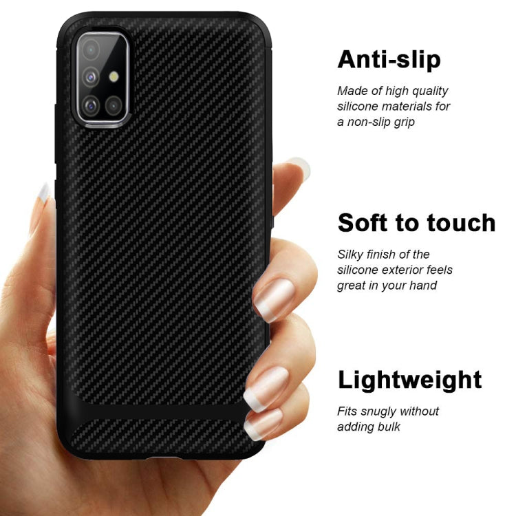 For Samsung Galaxy A31 Carbon Fiber Texture Shockproof TPU Protective Case