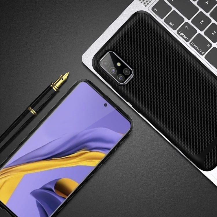 For Samsung Galaxy A31 Carbon Fiber Texture Shockproof TPU Protective Case