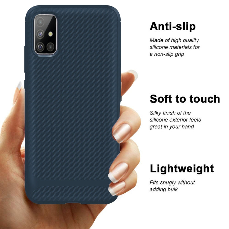 For Samsung Galaxy A31 Carbon Fiber Texture Shockproof TPU Protective Case