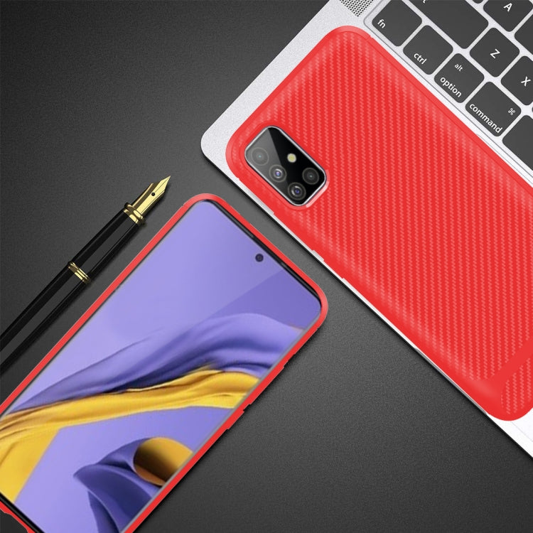 For Samsung Galaxy A41 Carbon Fiber Texture Shockproof TPU Protective Case