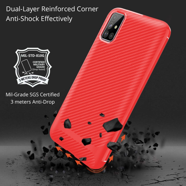 For Samsung Galaxy A41 Carbon Fiber Texture Shockproof TPU Protective Case