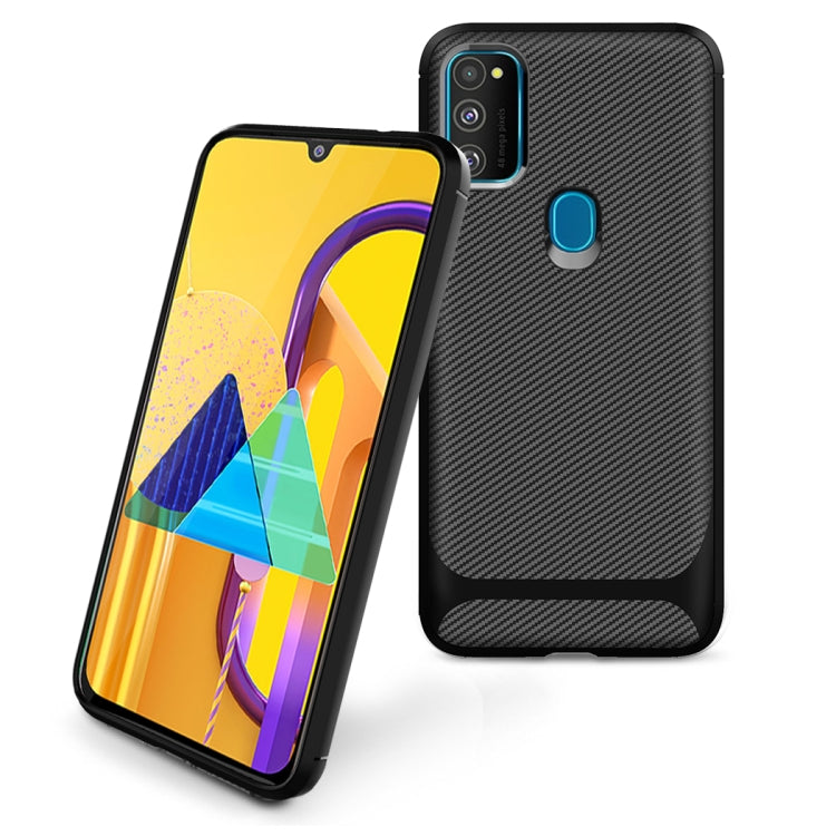 For Samsung Galaxy A21s Carbon Fiber Texture Shockproof TPU Protective Case