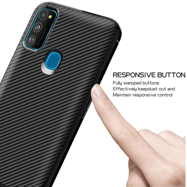 For Samsung Galaxy A21s Carbon Fiber Texture Shockproof TPU Protective Case