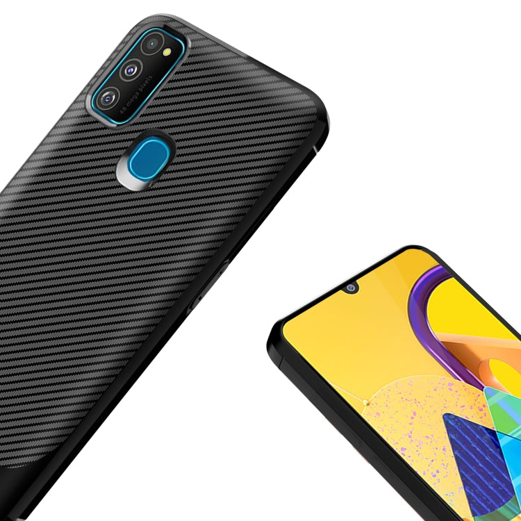 For Samsung Galaxy A21s Carbon Fiber Texture Shockproof TPU Protective Case