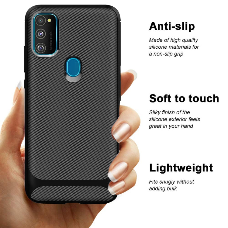 For Samsung Galaxy A21s Carbon Fiber Texture Shockproof TPU Protective Case