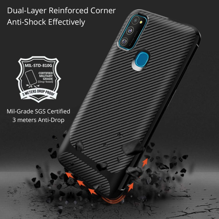 For Samsung Galaxy A21s Carbon Fiber Texture Shockproof TPU Protective Case
