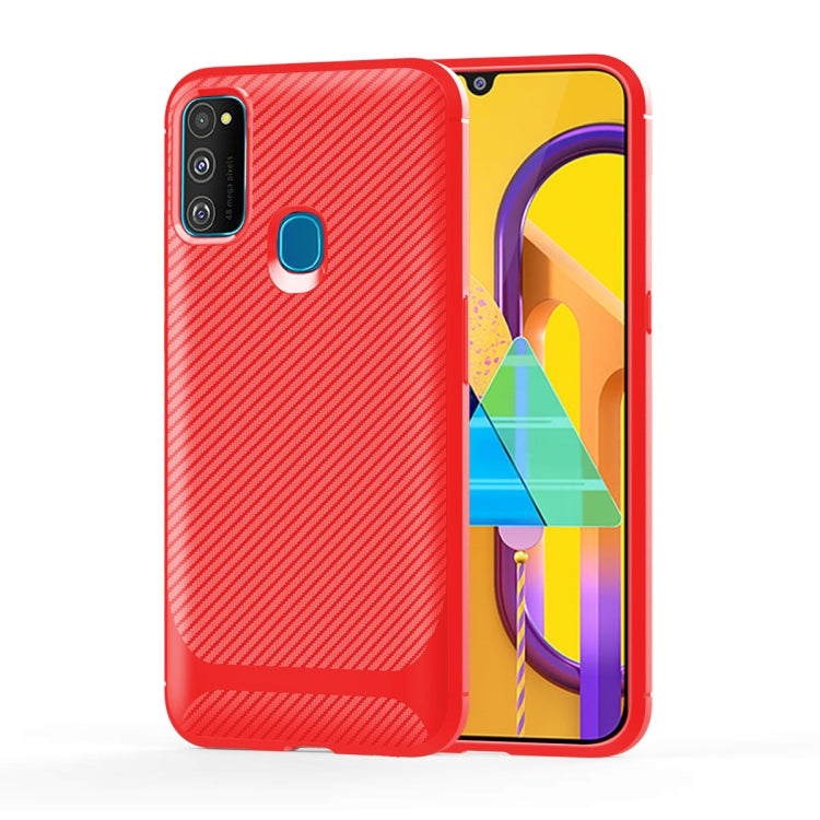For Samsung Galaxy A21s Carbon Fiber Texture Shockproof TPU Protective Case