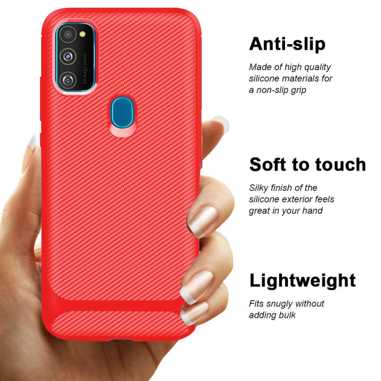 For Samsung Galaxy A21s Carbon Fiber Texture Shockproof TPU Protective Case