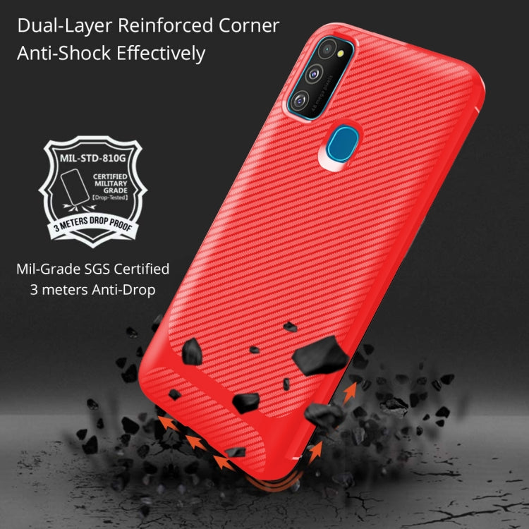For Samsung Galaxy A21s Carbon Fiber Texture Shockproof TPU Protective Case