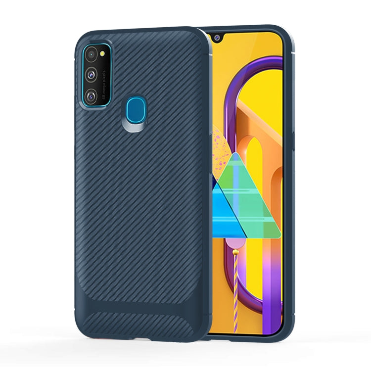 For Samsung Galaxy A21s Carbon Fiber Texture Shockproof TPU Protective Case