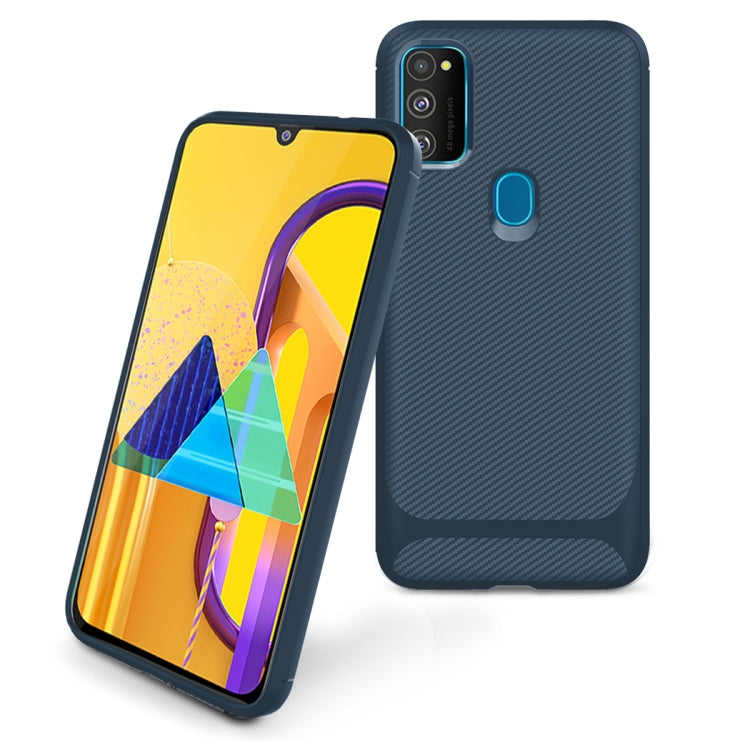 For Samsung Galaxy A21s Carbon Fiber Texture Shockproof TPU Protective Case