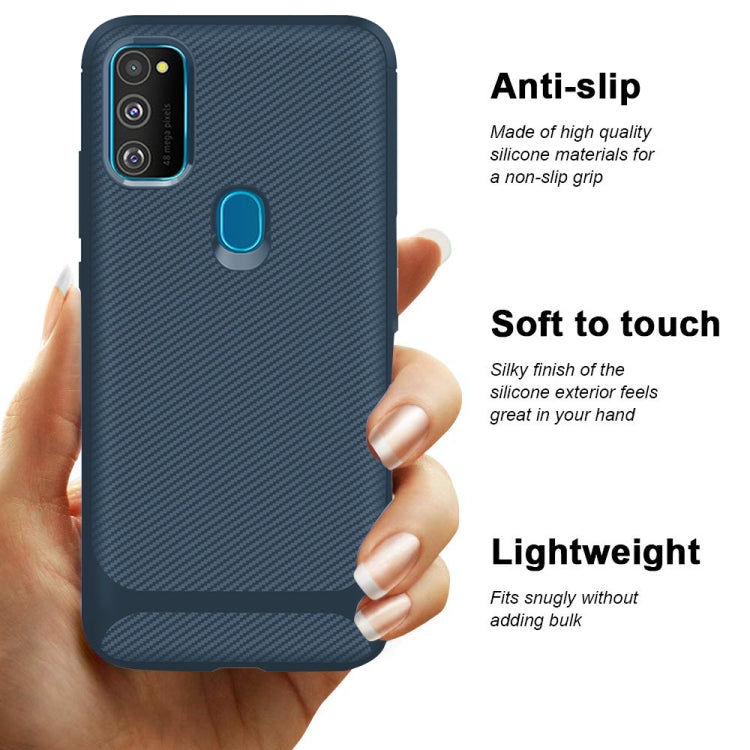 For Samsung Galaxy A21s Carbon Fiber Texture Shockproof TPU Protective Case