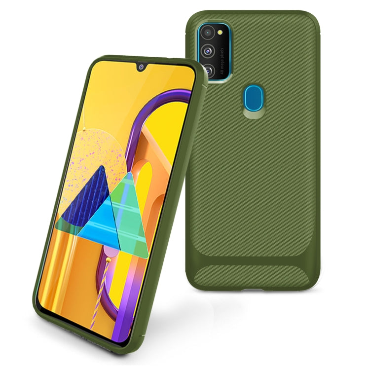 For Samsung Galaxy A21s Carbon Fiber Texture Shockproof TPU Protective Case