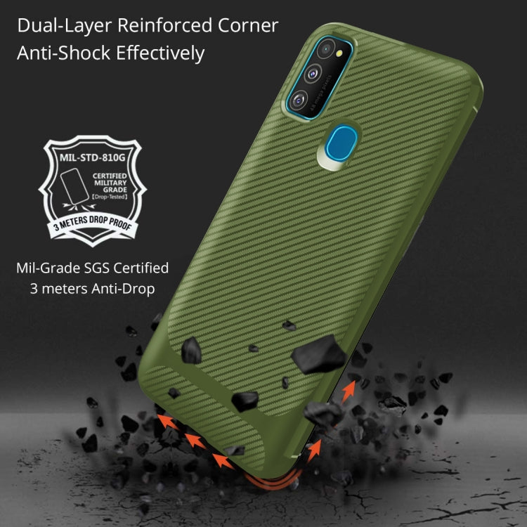 For Samsung Galaxy A21s Carbon Fiber Texture Shockproof TPU Protective Case