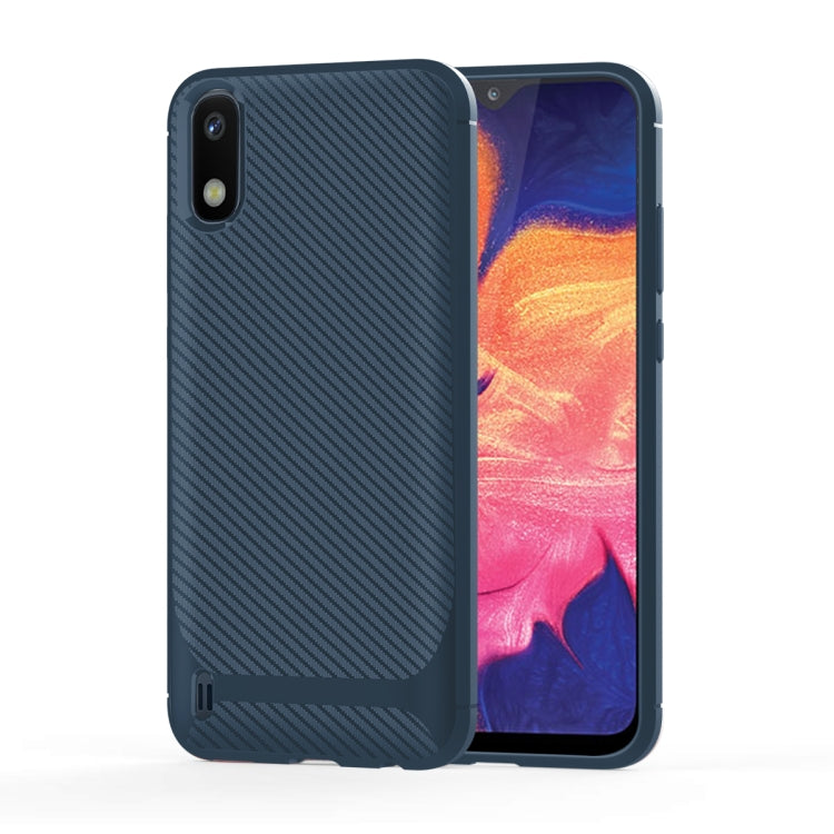 For Samsung Galaxy M01 Carbon Fiber Texture Shockproof TPU Protective Case