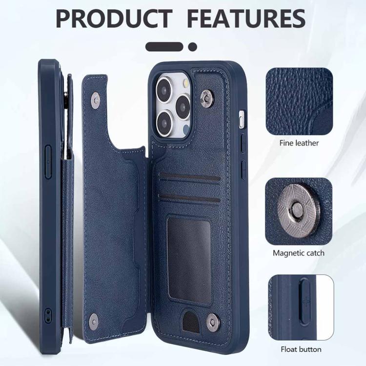 For iPhone 14 Pro Magnetic Snap Multifunctional Card Wallet Holder Phone Case